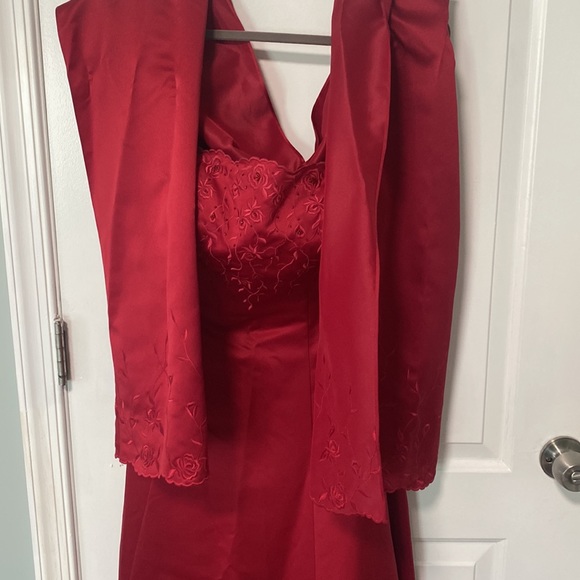 Beautiful evening occasion red strapless dress size US 4 - Picture 5 of 6